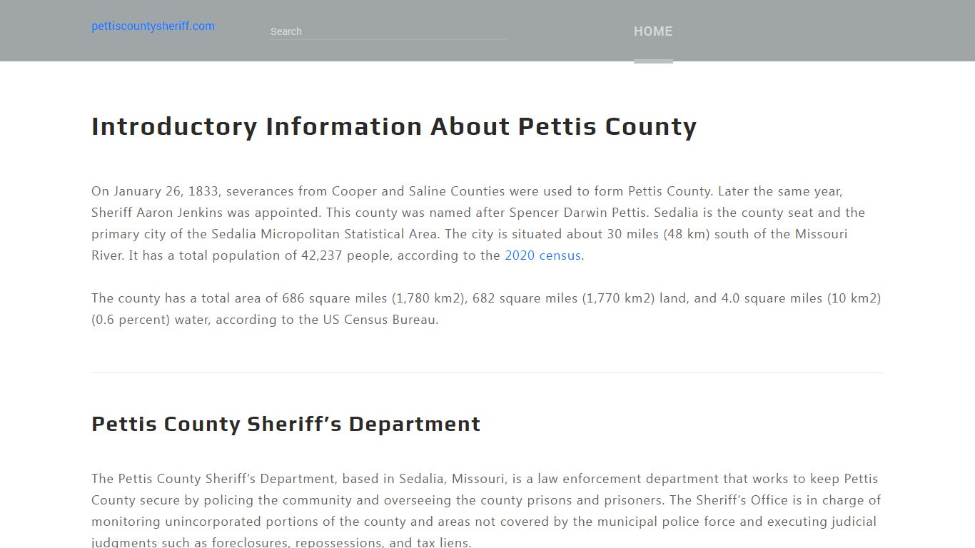 About Pettis County Sheriff's Office and Jail, MO