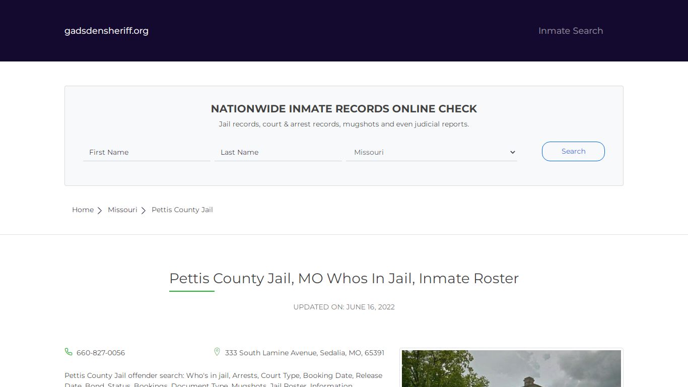 Pettis County Jail, MO Whos In Jail, Inmate Roster - Gadsden County